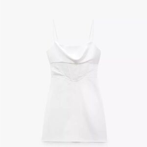Zara white satin corset dress